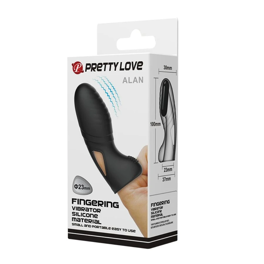 PRETTY LOVE - VIBRATORE DA DITO IN SILICONE ALAN NERO